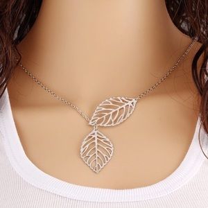 Golden Threads delicate leaf silver necklace